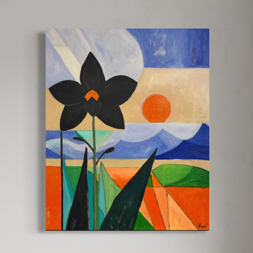 Black Orchid No.2 - Contemporary oil painting by Canadian artist Luke Edward Stripp